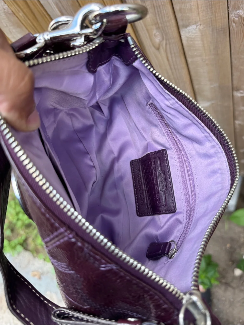 Coach Plum Leather Crossbody with Adjustable Strap